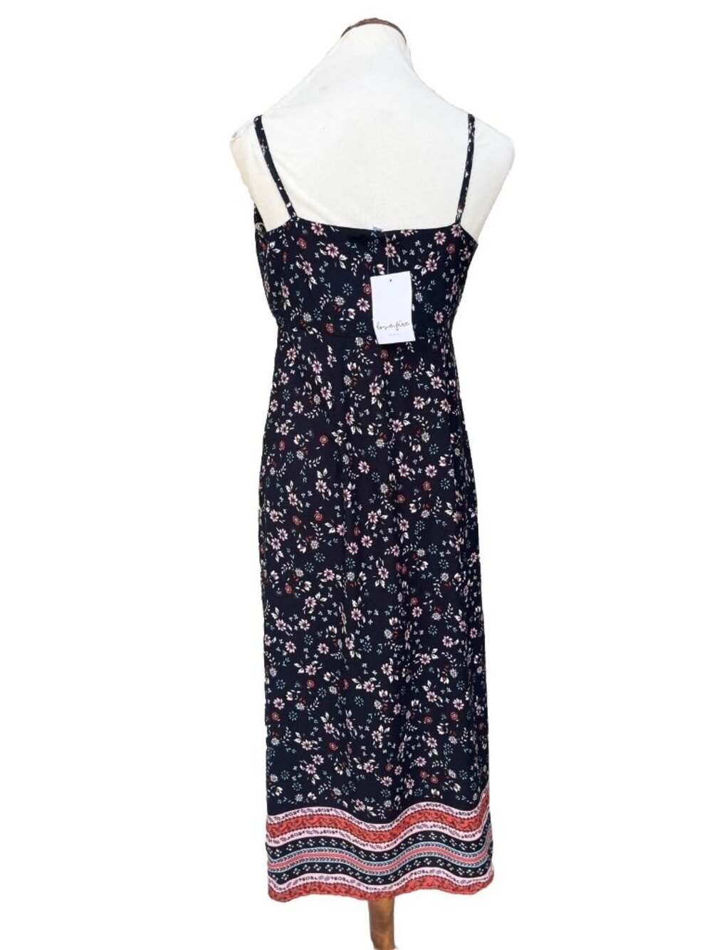 Love Fire Floral Midi Dress Women's M Spaghetti Strap Button Front Rayon NWT - Picture 11 of 11